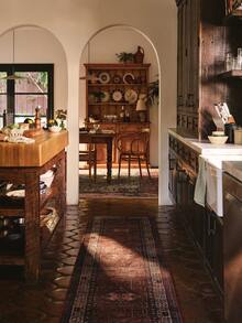 1 件复古风花卉图案地毯/门垫/走廊垫，适用于浴室、厨房、玄关、走廊、床边、客厅、卧室，可机洗，家居装饰 - 彩色 - 查看 2