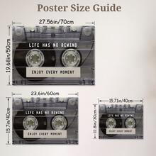 1件可选边框复古磁带墙画，“人生没有重来”名言帆布海报，美观的房间装饰，励志墙画，艺术墙画，礼品，励志音乐海报，客厅、卧室、家居和宿舍装饰画 - 黑與白 - 查看 3