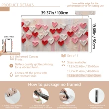 1幅现代墙面艺术海报，粉色情人节艺术，情人节装饰，心形画作，婚礼墙面艺术，浪漫墙面艺术 | 情人节装饰 | 爱 | 可选带框或不带框，房间装饰，家居装饰，大学宿舍公寓装饰，酒店，家庭，客厅，卧室，浴室和办公室墙面装饰礼品 - 彩色 - 查看 16