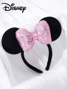 Disney 1件装系列发箍，配有柔软蝴蝶结、可爱米妮耳朵，卡通装饰发饰，适合日常佩戴、公主派对、生日派对、礼物或化妆派对，时尚女士发饰，情人节礼物，发带发箍头饰发箍 - 彩色 - 查看 3