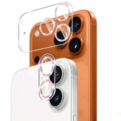 iPhone 17/16/15/14/13/12/11 Pro Max用カメラレンズプロテクター1枚 - キラキラ光るラインストーンのアクセント付き強化ガラスカバー、傷防止&デザイン、全機種対応、スマホレンズプロテクター、スタイリッシュなスマホアクセサリー ﻿