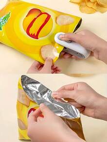 1pc Food Packaging Bag Sealer, Built-In Magnetic USB Rechargeable Battery, Portable Mini Heat Sealer, Suitable For Picnics And Travel, Manual Press Plastic Bag Sealer, Magical Sealing Tool For Chip Bags, Cookies Bags, Snack Bags And More, Resealable, Comes With Charging Cable, 16W Power, Great For Home And Travel Use - Multicolor - View 6