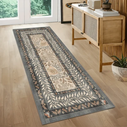 1pc Rug, Carpet, Area Rug, Doormat, Runner - Classic American Striped Floral - Elegant Bohemian - Hallway Long Carpet, Bathroom, Kitchen, Entryway, Corridor, Bedside, Living Room, Bedroom, All Season Machine Washable Carpet Mat, Home Decor