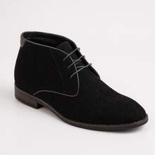 Men's Black Suede Chukka Boots Lace-Up Ankle Shoes Casual Breathable Smart Formal Dress Sneakers For Work & Wedding - 黑色 - 查看 3