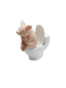 1pc Cute Pink Pig Toilet Decor - Funny PVC Decoration For Home, Office And Car | Ideal Gift For Friends | Suitable For Indoor/Outdoor