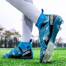 Men's Football Shoes, Sports Elastic, Lightweight, Outdoor Anti Slip Football Shoes Suitable For Both Men And Women - Blue - View 2