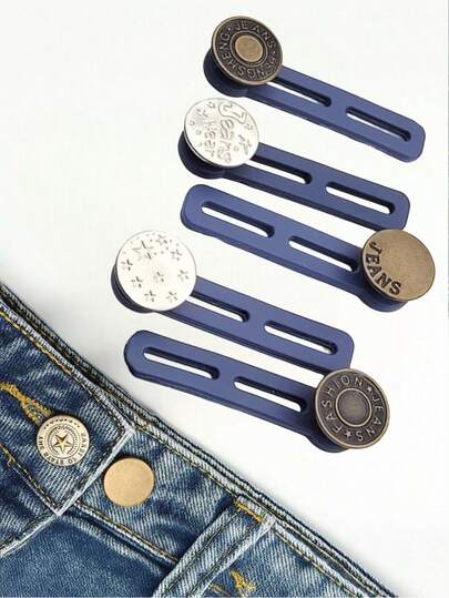 Extensor de Botões Calça Jeans Ajuste Duplo Unissex Confortável Silicone Aumenta Medidas Duas casas