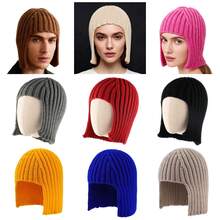 1PC Winter Knitted Hats For Women Cute Rabbit Ear Soft Warm Thick Acrylic Luxury Coupleboy Label Beanies Skullies Personalized Casual Party Couples Hats - Multicolor - View 4