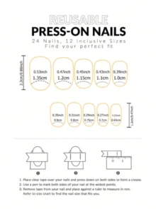 24片装短款红色椭圆形美甲贴纸，秋季假指甲，完美贴合，情人节礼物，葡萄美甲用品 - 酒紅色 - 查看 3
