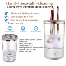 SOKANY 1个USB供电化妆刷清洁器，美容清洁工具。透明机身设计。具备多种干燥/收纳功能，适用于各种尺寸的化妆刷，是女性必备的美容工具配件。 - 白色 - 查看 11