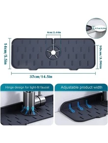 1pc Black Foldable Silicone Sink Splash Guard, Sink Splash Cover, Sink Splash Protector - Multicolor - View 7