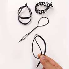 Meoky 6件套女士美发造型工具套装，包括梳子、发饰、发髻器、盘发器 - 黑色 - 查看 2