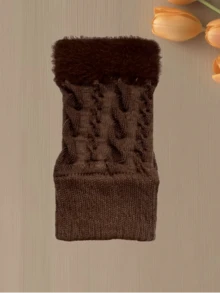 زوج من قفازات النساء البيضاء المحبوكة، مناسبة للخريف/الشتاء، دافئة وسميكة، متوافقة مع شاشة اللمس، تصميم بدون أصابع، مناسبة للارتداء بشكل فضفاض، مناسبة للدراجات والحماية من البرد - متعدد الألوان - مشاهدة 20