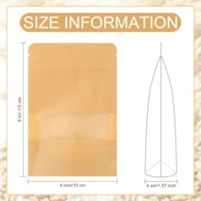 Bộ 50 túi giấy Kraft có cửa sổ, thích hợp để đóng gói quà tặng và cung cấp đồ dùng cho doanh nghiệp nhỏ. Túi giấy Kraft dày dặn, dáng đứng (có cửa sổ và khóa kéo) - Túi đựng mini có thể tái sử dụng, có thể hàn kín bằng nhiệt, thích hợp cho gia đình, du lịch, đựng các loại hạt, kẹo, đồ ăn nhẹ, tiệc tùng, đồ thủ công và đóng gói sự kiện - Túi đựng tiết kiệm chi phí. - Nhiều màu - Xem 5