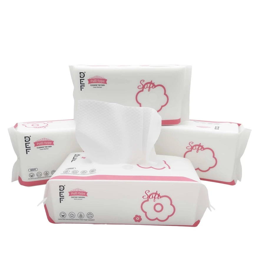 Lingettes nettoyantes jetables DEF (60 unités) pour le visage. Nettoyage délicat, douces et pratiques pour un usage quotidien. Idéales pour les routines de nettoyage.