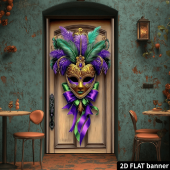 1 st 2D-dörrbanderoll, mångsidig karnevals- och högtidsfesthängande dekor, slitstark polyesterbanderoll, lämplig för inomhus- och utomhusdekoration, perfekt för karnevalsfirande, 35,4x70,8 tum, ingen ström behövs, utmärkt för fester och evenemang