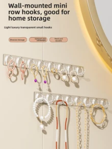 1pc Transparent Colorful Hanging Hook, Luxurious Style, Necklace & Bracelet Wall Mount Organizer, Prevents Tangling, Jewelry & Earring Display Rack For Wardrobe Door - Multicolor - View 12