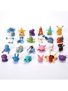 48件套宝可梦可动人偶玩具，动漫皮卡丘可动玩偶模型收藏品，圣诞礼物，尺寸2-3厘米，手机挂饰，动漫手办【手工制作，略有瑕疵，不影响正常使用】