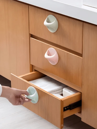 No-Drill Adhesive Sliding Door & Drawer Handle - No-Trace Removal, Heavy-Duty Plastic Cup Style Door Pulls With Firm Grip For, Wardrobes, Cabinets (Residential/Commercial Use Suitable For Doors, Sliding Doors)