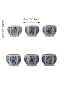 1pc/6pcs Blue & White Ceramic Succulent Planter, Chinese Porcelain Flower Pot With Drainage Hole, Small Bonsai/Cactus Pot, Suitable For Indoor Home Decor, Office Desk And Garden (Plants Not Included) - Multicolor - View 22