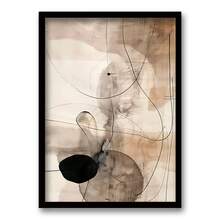 2幅无框黑米色抽象墙画，中性极简主义艺术版画，工业风海报，日式线条艺术版画，现代墙面装饰，帆布画，适用于客厅、卧室、厨房、家庭办公室、咖啡馆、酒吧、走廊、家居和房间装饰。 - 黑色 - 查看 4