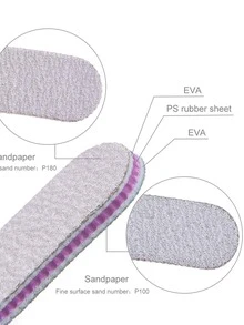 50/25/15/10/5支装专业指甲锉，双面指甲锉，100/180目，可水洗，双面指甲锉纹理，天然亚克力凝胶美甲，适用于美甲/美发沙龙/宠物/家庭 - 彩色 - 查看 2