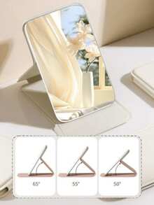 1PC Portable Makeup Mirror, Made Of Polyurethane Leather, Foldable Travel Mirror, Suitable As Gift, Travel Essential, Cosmetics, Easy To Store Birthday Gifts Graduation Home Decor Back To School Room Decor School Supplies | Mirror, Travel Essentials, Mini Mirror, Makeup Bag Essential, Compact Mirror, Small Mirror, Vanity With Mirro(Pink) - 白色 - 查看 6