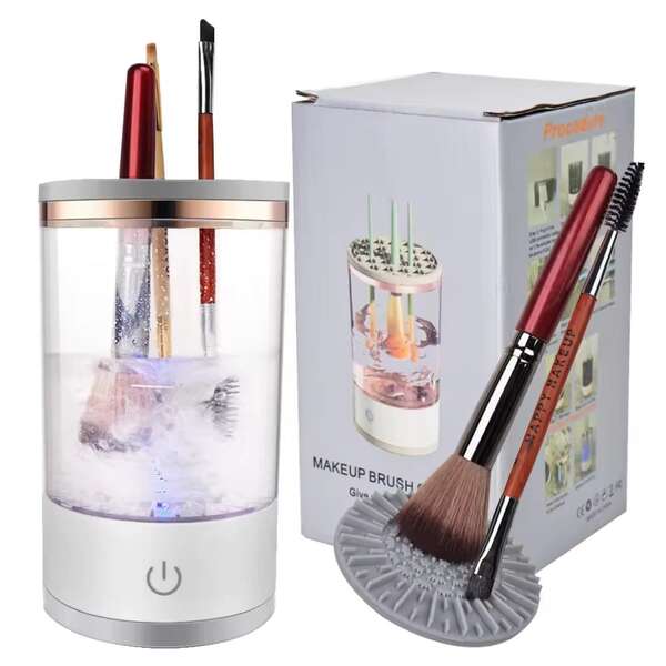 SOKANY 1pc USB Powered Makeup Brush Cleaner, Beauty Cleaning Tool. With Clear Body Design. Featuring Multiple Drying/Storage Functions, Suitable For Various Makeup Brush Sizes, Essential Beauty Tool Accessory For Women.
