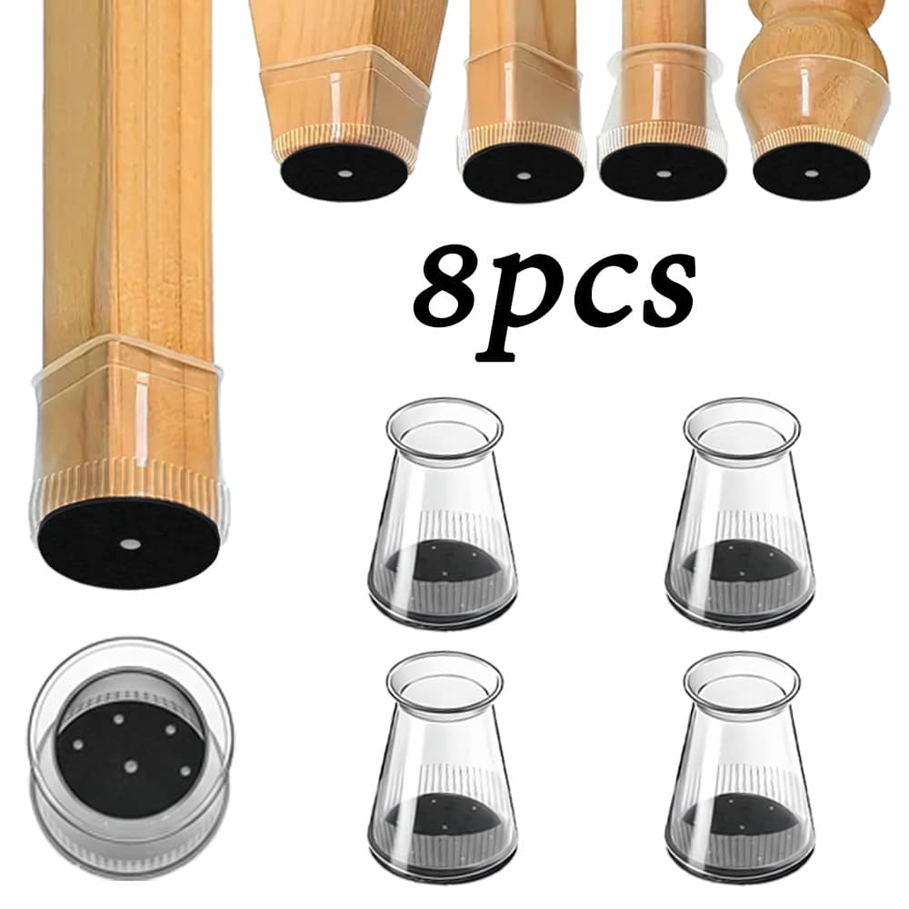 4/8pcs Silicone Chair Leg Protectors For Tables And Chairs, Durable, Anti-Slip, Shock-Absorbing, Noise-Reducing Furniture Protectors. Easy To Install With Elastic Felt Pads, Perfect For Home, Restaurant, Bookstore, Bar Counter And Office Use