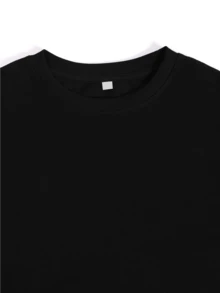Camiseta Casual de Manga Corta para Mujer con Estampado Vibrante de Silueta de Bailarina Geométrica - Cuello Redondo Suave y Elástico, Lavable a Máquina, Cómoda para Todas las Estaciones, Ropa Casual, Camisetas Modernas, Ajuste Confortable, Diseño Impreso, Ideal para Buscadoras del Bienestar - Negro - Ver 3