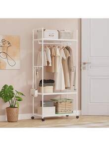 多功能衣架，宿舍卧室立式衣帽架，可移动衣物收纳整理架，易于组装，加厚金属材质，简约设计 - 彩色 - 查看 8