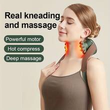 USB Rechargeable Neck & Shoulder Heating Massager, Electric Massage Device, 6D Simulation Shoulder, Neck & Back Massager, Trapezius Muscle Massager, Deep Kneading Massage For Neck, Shoulder, Back And Arms. Perfect Gift For Elderly Men And Women.