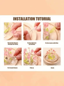 1个DIY玻璃球郁金香夜灯，电池供电，创意郁金香设计，精致郁金香花朵图案，适合卧室、书桌装饰，营造浪漫氛围，是情人节、母亲节、生日礼物或手工礼品的完美之选。 - 玻璃球 - 查看 9