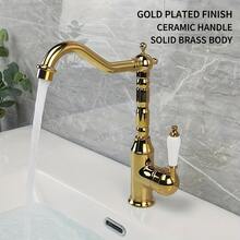 1个黄铜主体，黄铜色，搭配经典陶瓷把手，适合美式乡村风格浴室装饰。适用于浴室台盆，水流顺畅稳定，采用耐腐蚀、抗老化的全铜材质，经久耐用，满足日常洗涤需求。单孔水龙头，黄铜面盆水龙头，全铜陶瓷把手水龙头，高端浴室五金，G1/2接口，带2根软管。 - 彩色 - 查看 11