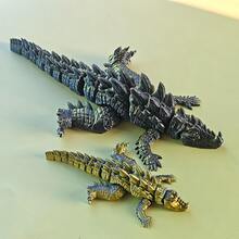 1pc 3D Printed Crocodile Monster Toy, Fully Articulated Joints, Multi-Color Gradient, Car Ornament, Decorative Figurine, Home Decor, Desktop Display, Suitable For Living Room, Bedroom, Study, Collectible For Enthusiasts - Multicolor - View 10