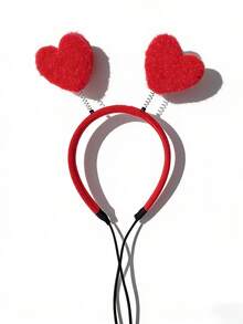 Valentine's Day Velvet Stuffed Heart Headband, Cute Cat Accessories Heart Headpiece, Pet Supplies Gift - Red - View 7