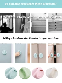 No-Drill Adhesive Sliding Door & Drawer Handle - No-Trace Removal, Heavy-Duty Plastic Cup Style Door Pulls With Firm Grip For, Wardrobes, Cabinets (Residential/Commercial Use Suitable For Doors, Sliding Doors) - Multicolor - View 3