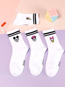1/5 Pairs Of  Cute Cartoon Pattern Personalized Mid Tube Sports Striped Socks, Made Of Polyester Fiber Material, Fashionable, Casual And Comfortable. The Cartoon Pattern Design Has Various Styles, Fashionable, Casual, Breathable And Odor Proof, Suitable For Daily Wear, Campus Seasons, Holiday Gifts, Birthday Gifts, And New Year Gifts. - Multicolor - View 2