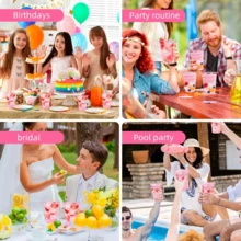 Pink Party Cups, Wine Glasses, Pink Transparent Cocktail Glasses, Cute Pink Cups, Suitable For Birthday, Wedding, Valentine's Day, Singles Party, Holidays And Other Occasions - Multicolor - View 2