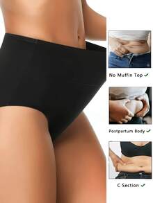 4条装黑色高腰舒适百搭简约女士三角裤 - 黑色 - 查看 2