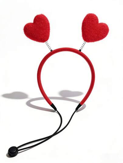 Valentine's Day Velvet Stuffed Heart Headband, Cute Cat Accessories Heart Headpiece, Pet Supplies Gift