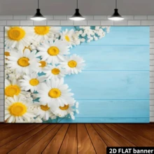2D Flat Rustic Floral Wooden Photography Backdrop, White Flower Decor Background, Vintage Wood Background For Wedding Bride, Multipurpose Wall Decor For Home, Office, Outdoor, Studio, Party, Holiday Gift, Polyester Material, No Power Required - Blue - View 5
