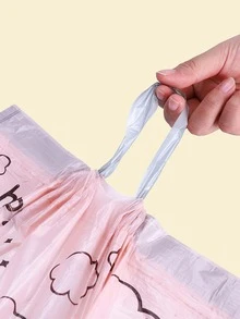 30/60/120个装厨房抽绳垃圾袋，可爱印花一次性垃圾袋，自封口垃圾袋，家用抽绳垃圾袋，多用途垃圾袋，适用于家庭、办公室、清洁用品、家用工具 - 粉色 - 查看 4