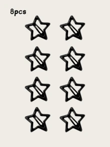 8 pièces/set Pinces à cheveux en métal noir étoilées pour femmes, épingles à cheveux mini , accessoires capillaires en forme d'étoile à cinq branches, décorations capillaires mignonnes Y2K convenant à un usage quotidien, pinces à cheveux, barrettes, pinces à cheveux