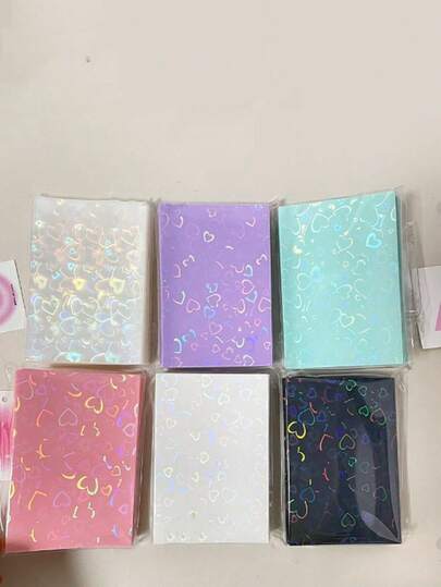 3 Sets (150 hojas de 61x91mm) Fundas protectoras de color macaron con forma de corazón y fundas protectoras deportivas, adecuadas para tarjetas coleccionables, tarjetas de béisbol, tarjetas deportivas, tarjetas de juego, tarjetas fotográficas/fundas protectoras de fotos, un imprescindible para la temporada de vuelta al colegio