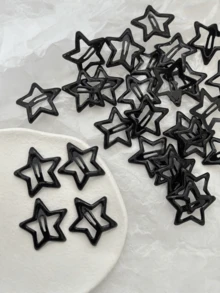 8 pièces/set Pinces à cheveux en métal noir étoilées pour femmes, épingles à cheveux mini , accessoires capillaires en forme d'étoile à cinq branches, décorations capillaires mignonnes Y2K convenant à un usage quotidien, pinces à cheveux, barrettes, pinces à cheveux