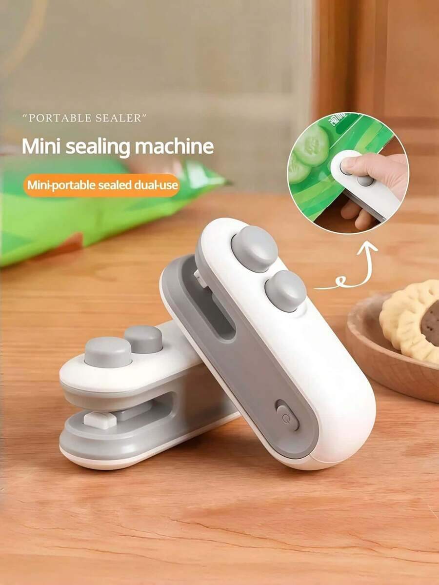 1pc Food Packaging Bag Sealer, Built-In Magnetic USB Rechargeable Battery, Portable Mini Heat Sealer, Suitable For Picnics And Travel, Manual Press Plastic Bag Sealer, Magical Sealing Tool For Chip Bags, Cookies Bags, Snack Bags And More, Resealable, Comes With Charging Cable, 16W Power, Great For Home And Travel Use