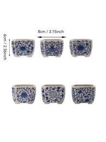 1pc/6pcs Blue & White Ceramic Succulent Planter, Chinese Porcelain Flower Pot With Drainage Hole, Small Bonsai/Cactus Pot, Suitable For Indoor Home Decor, Office Desk And Garden (Plants Not Included) - Multicolor - View 18