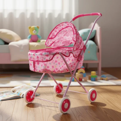Los cochecitos de muñeca plegables de metal son el regalo perfecto para Navidad, cumpleaños o Año Nuevo para una niña.