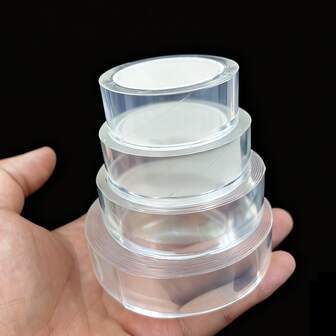 1Roll Heavy Duty Double Sided Tapes, Reusable Traceless Strong Sticky Tape Strips, Multipurpose Removable Washable Clear Mounting Nano Tape For Paste Ltems In Home Office Car